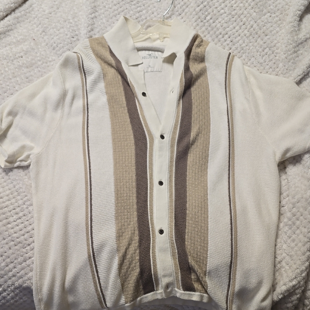 Hollister Vintage Striped Button-Up Shirt Knitted